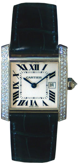 Cartier Tank WE101751 White Gold 18kt Quartz Silver Dial Watch