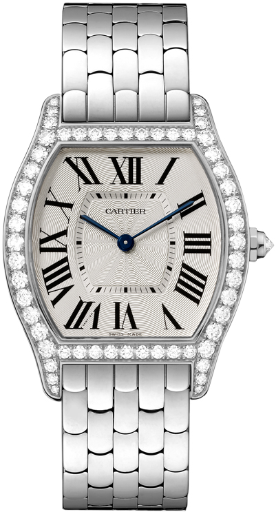 Cartier Tortue WA501013 Lady's Timepiece, Swiss Quartz, Gold-Tone Case, White Dial Watch