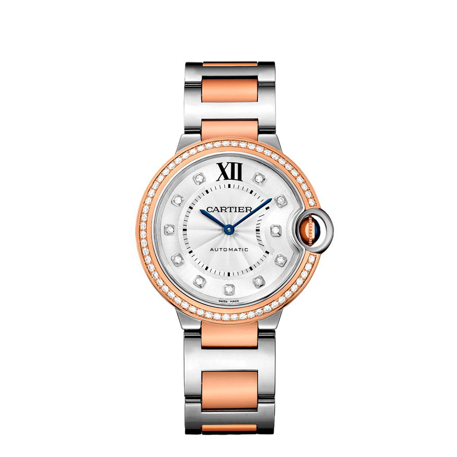 Cartier Swiss Reps Tank Watch - Automatic 30m Water-Resistant Steel & Diamond bezel