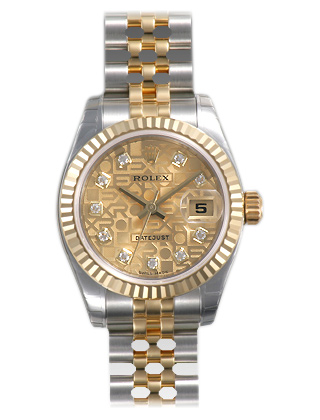 Rolex Datejust 179173CJDJ Imitation Classic Chronograph Black Face 28mm Steel Watch
