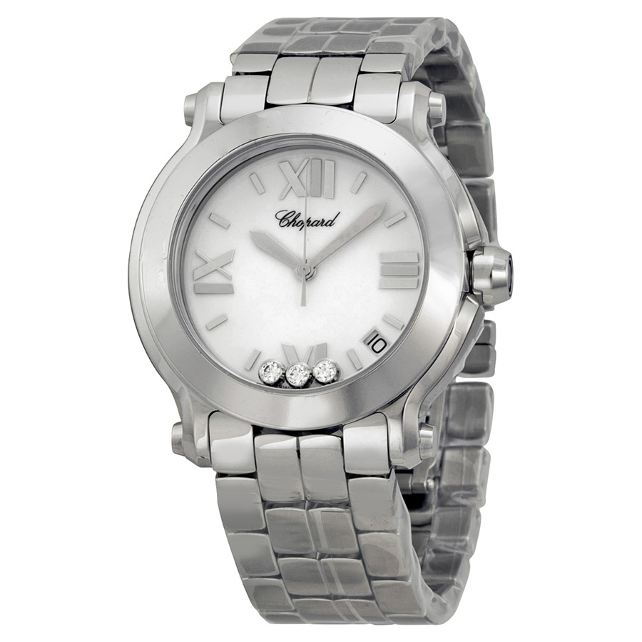 Chopard 278477-3013 White Gold Watch - Three Diamond Accents - Swiss Clone