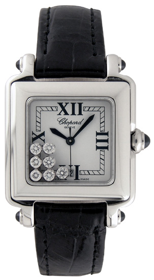 Chopard Happy Sport Ladies Gold Case Swiss Clone Jet Black Watch