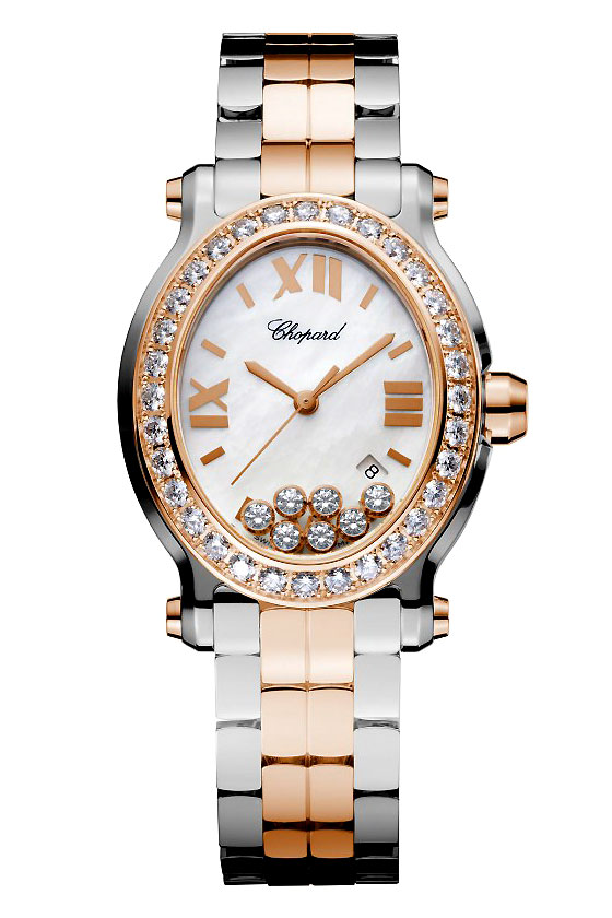 Chopard Happy Sport Stainless Steel 27mm Imitation Watch with Gold Accents