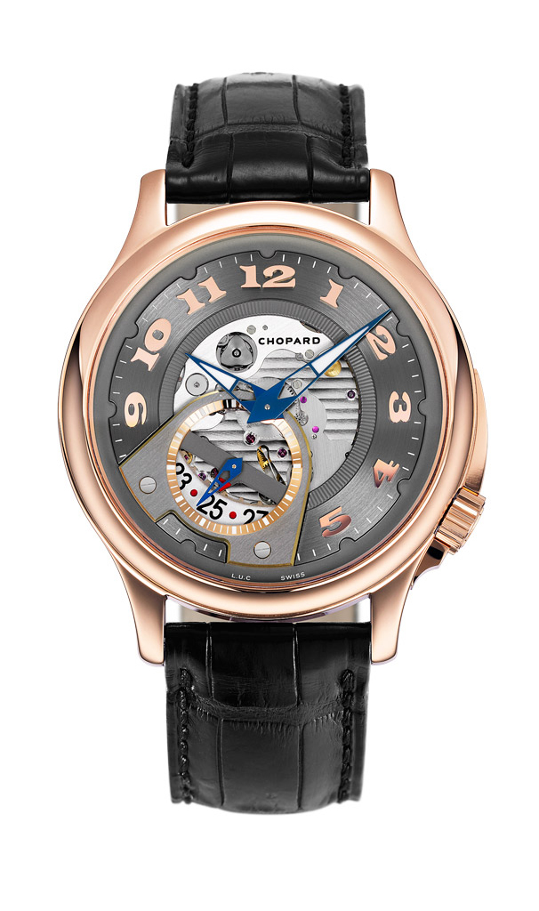 Chopard L.U.C. Automatic Silver Case Jet Black Dial Chronograph Watch