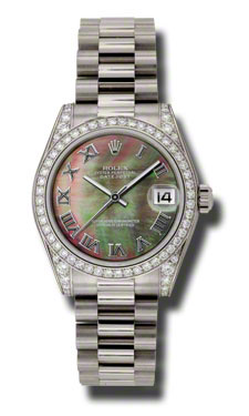 Luxury Lady's Watch: Rolex Datejust 178159BKMRP - Swiss Clone, 28mm Gold & Black, Automatic, Water Resistant