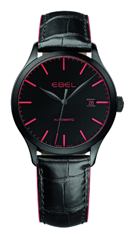 Ebel Black PVD Steel Watch with Swiss Automatic and Black Dial