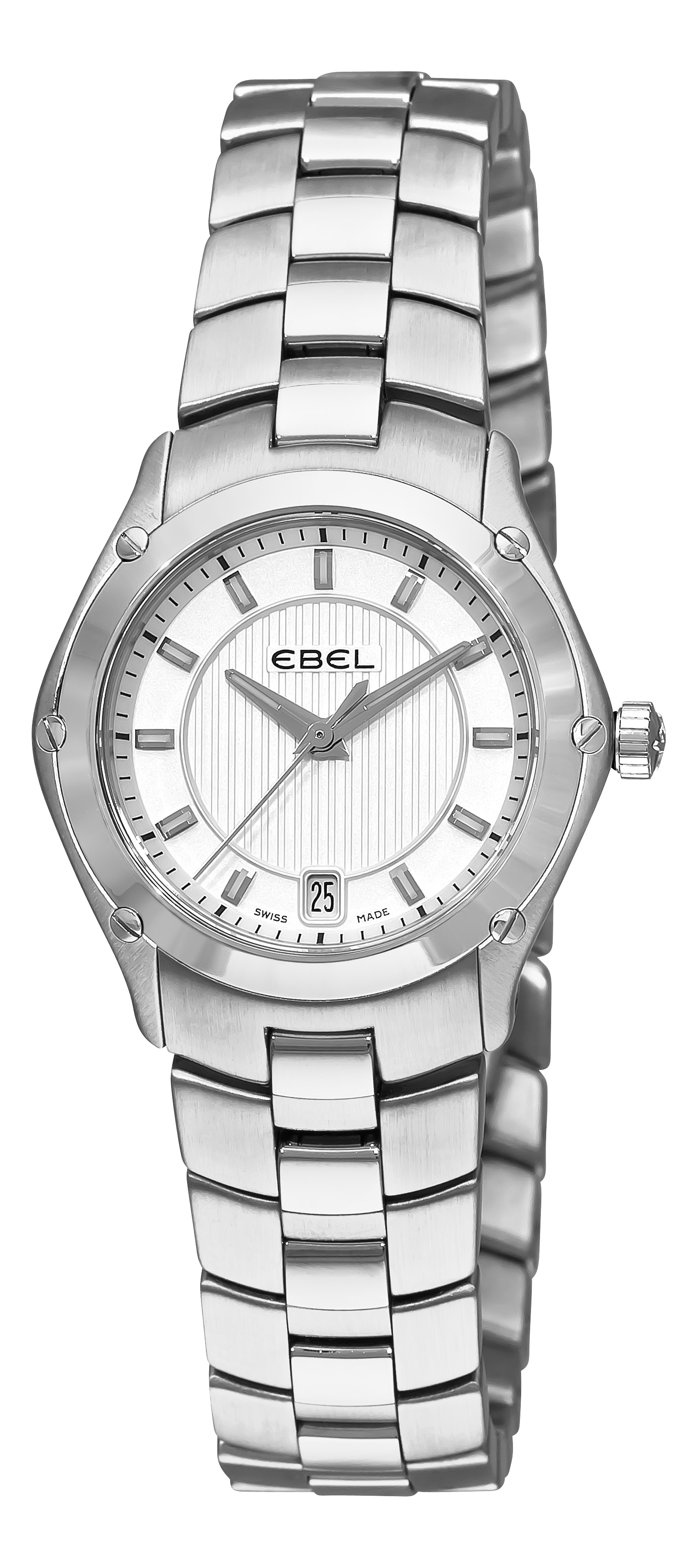 Ebel Classic Ladies Watch: Elegant Stainless Steel with Crystal Blue Dial
