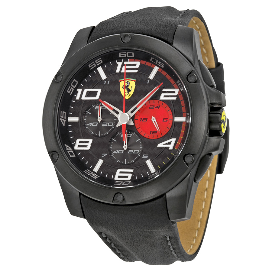 Ferrari 830030 Imitation Chronograph Black Face Ion-Plated Steel Watch