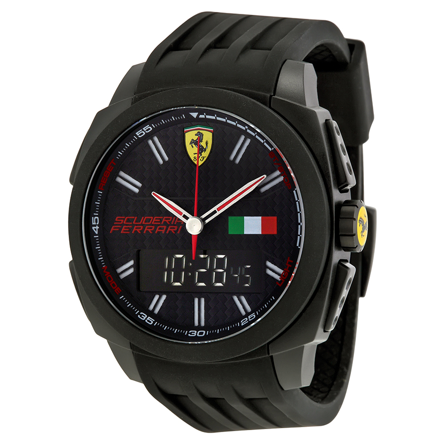 Replica Ferrari 830123 Automatic Sports Chronograph Stainless Steel Watch - Carbon Fiber Dial