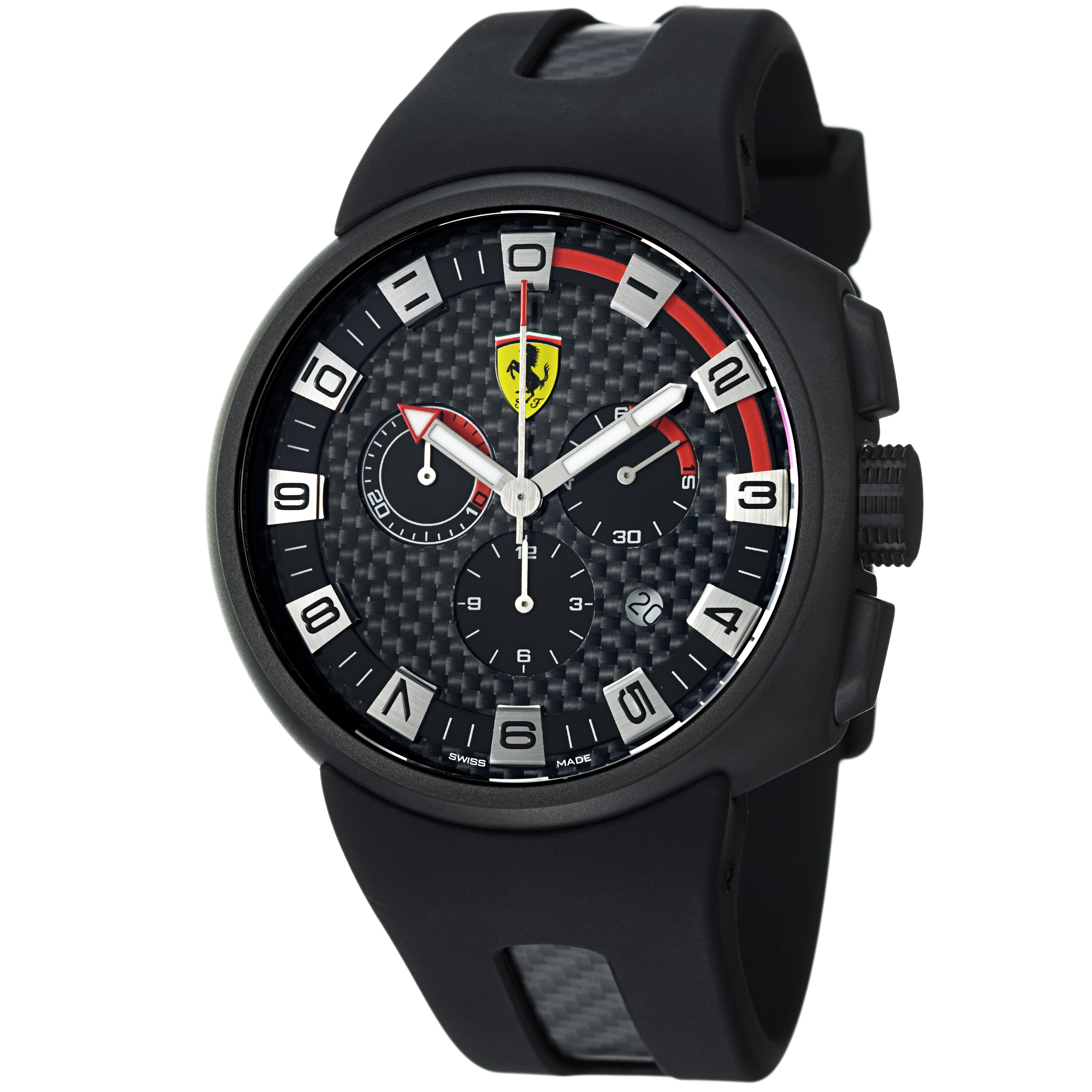Ferrari FE-10-IPB-CG-FC-FC Automatic Chronograph Imitation Watch - Carbon Steel, Black Face