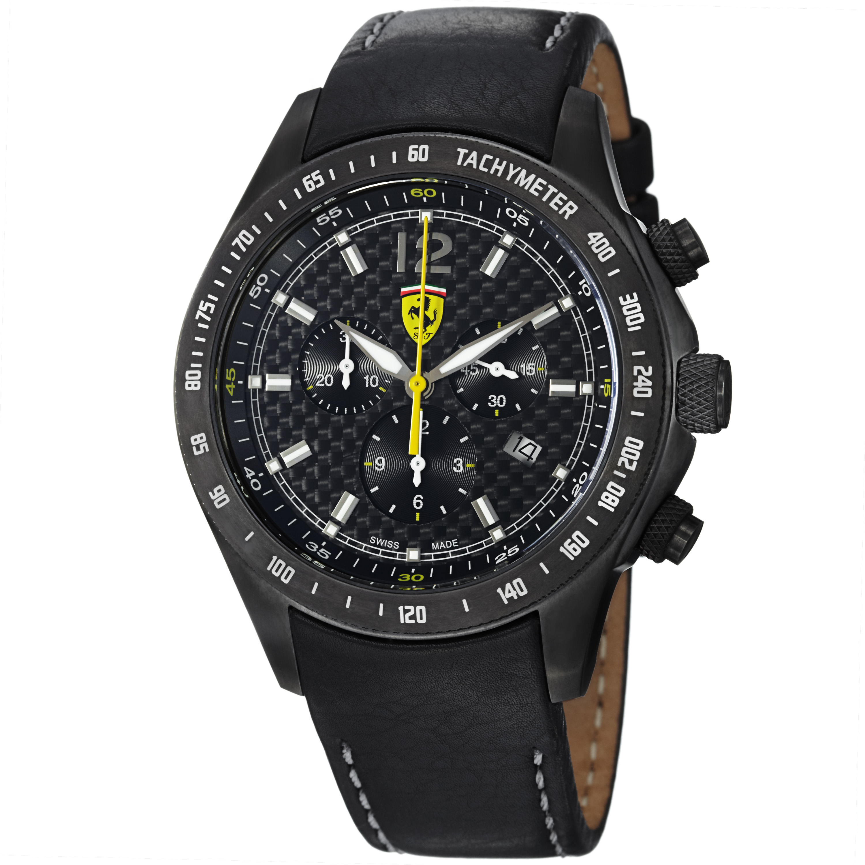 Ferrari Scuderia IP Gun Chronograph Clone, Automatic Movement, Stainless Steel, Carbon Fiber Case, Black Face Watch