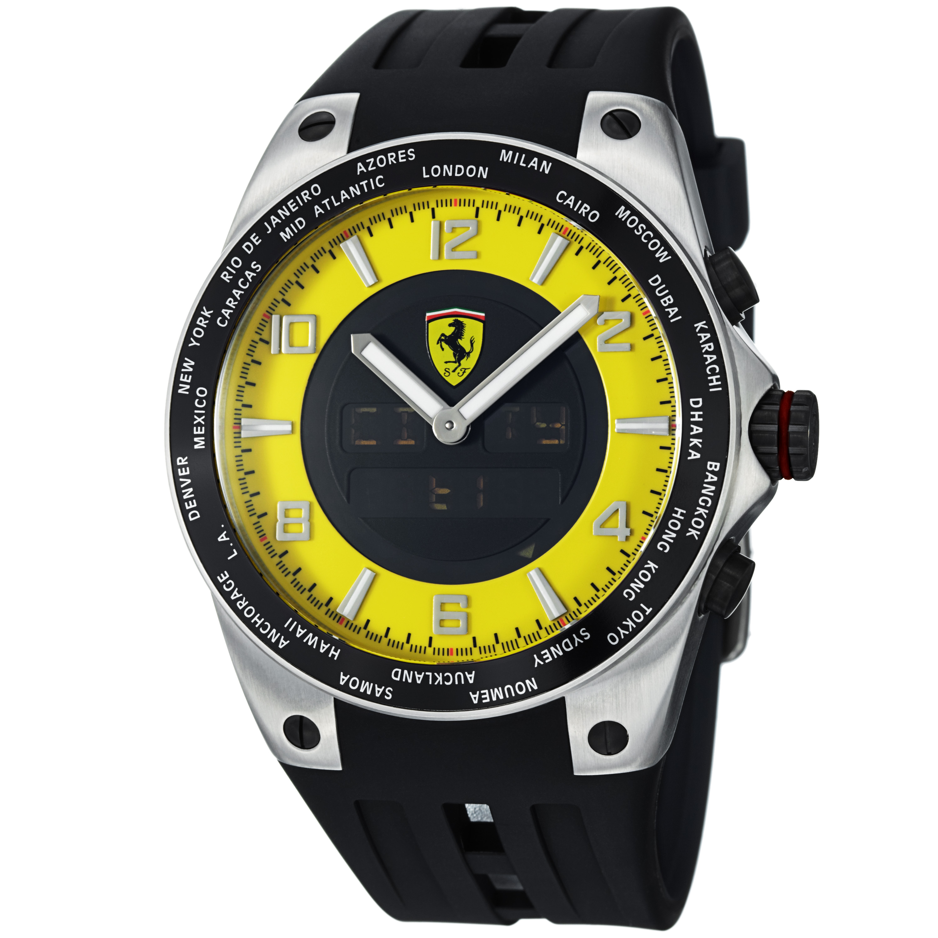 Feast Your Senses Ferrari Timepiece, World Timer Automatic, Yacht-White Dial, Stainless Steel Watch
