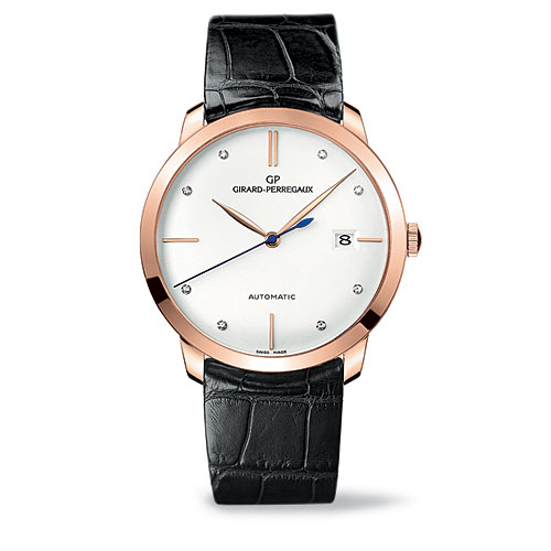 Girard Perregaux GP 1966 Swiss Automatic Chronograph Jet Black Face Steel Watch