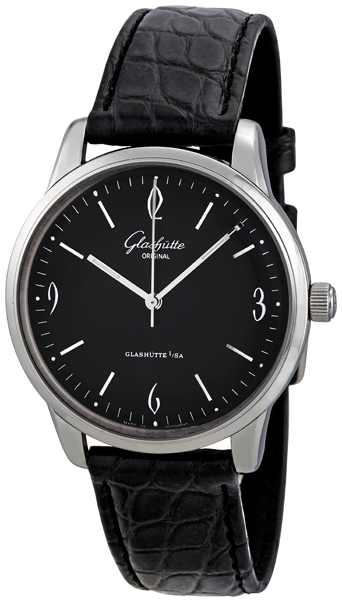 Glashutte Senator Classic自动计时黑面防水39mm男士高精度腕表