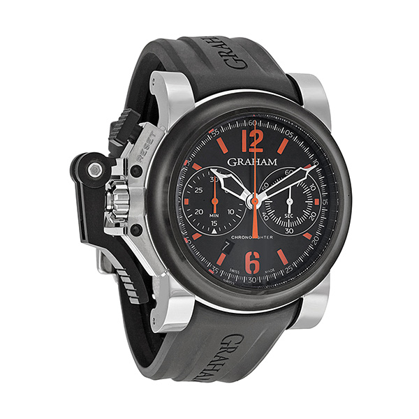 Graham 2OVBV.B42A Swiss Imitation Chronograph Watch - Automatic Movement, Black Face, 42mm Steel Case