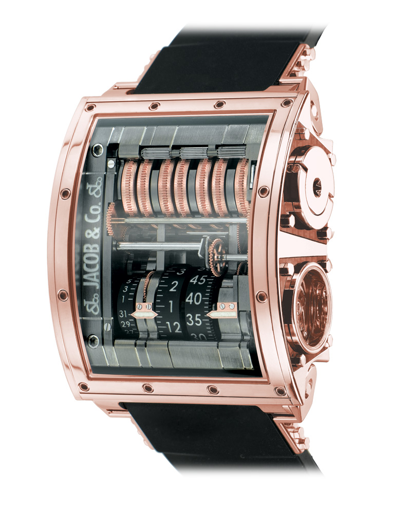 Jacob & Co. The Quenttin Automatic Chronograph Watch - Stainless Steel, Black Dial, Water-Resistant 300m