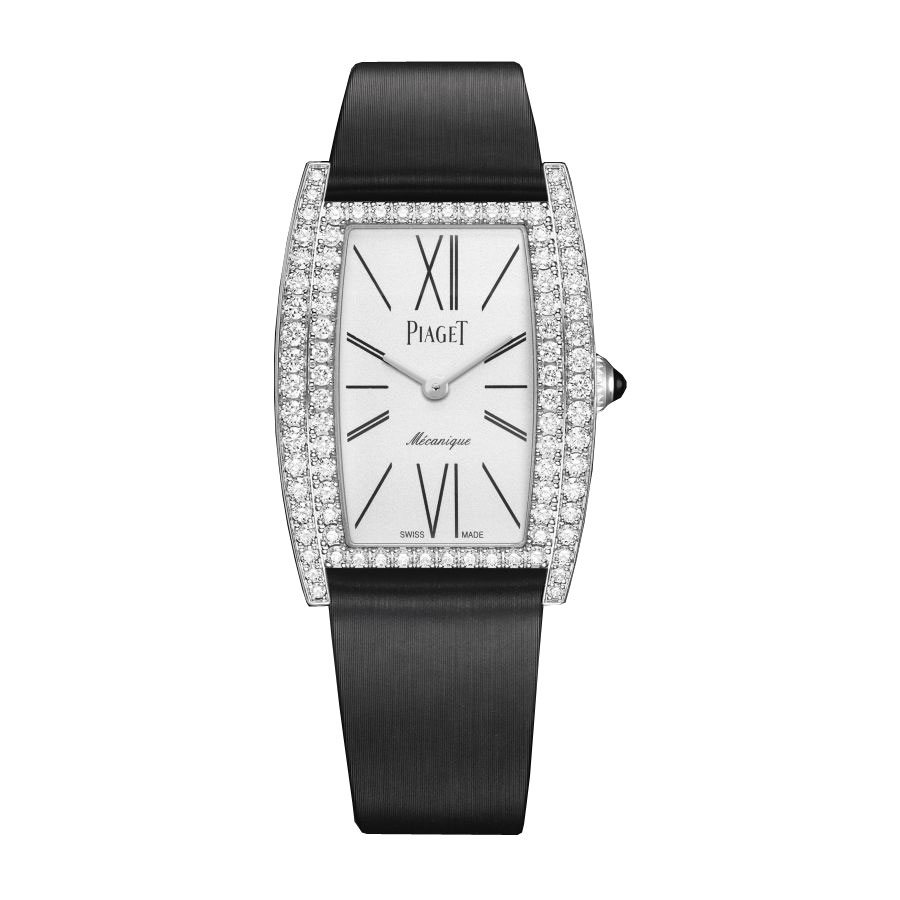 Piaget Limelight Lady's Watch: 41mm Gold Case, Bezel Set Diamonds, White Dial