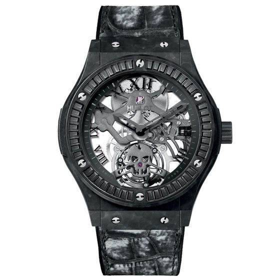 Hublot Skull Replica Watch - Black Ceramic Case - Skeleton Dial Automatic