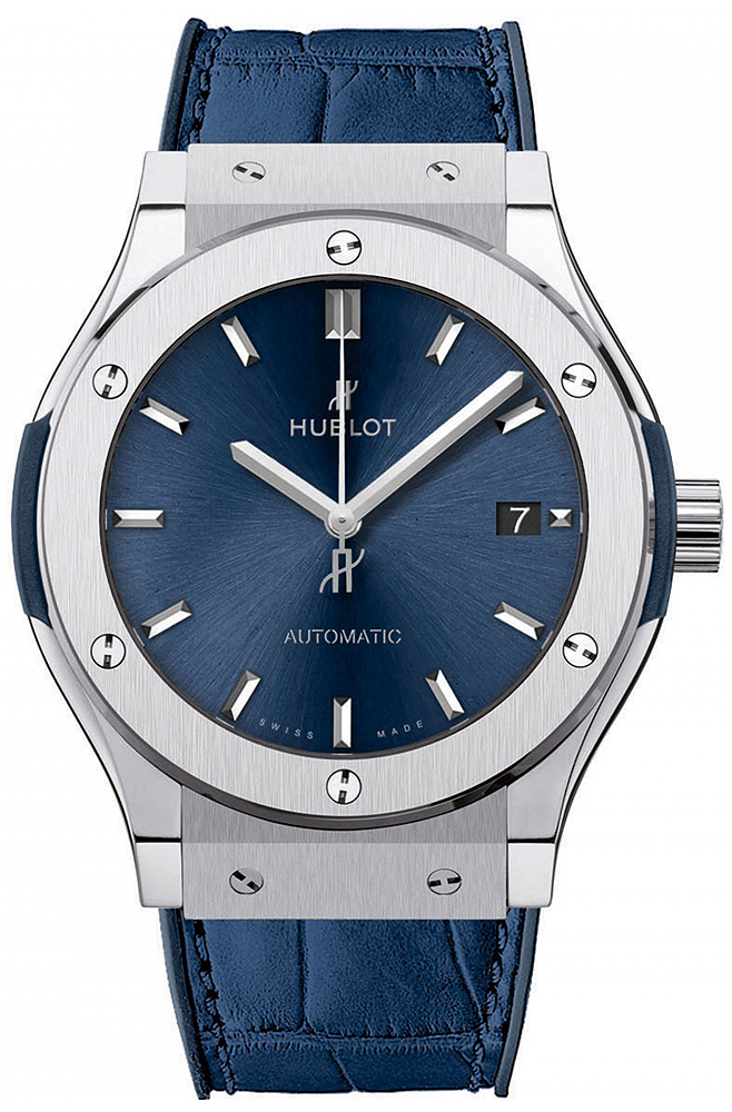 Hublot Classic Fusion Blue Satin Finish Solar Dial Chronograph Replica Watch