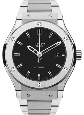 Hublot Classic Fusion Auto Steel Black Face Water-Resistant Mens Watch