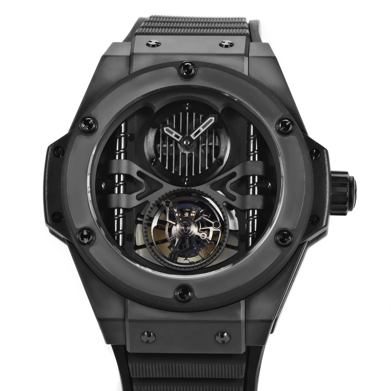 Hublot Classic Fusion Clone 45mm Carbon Fiber Case Automatic Blue Dial Men's Watch