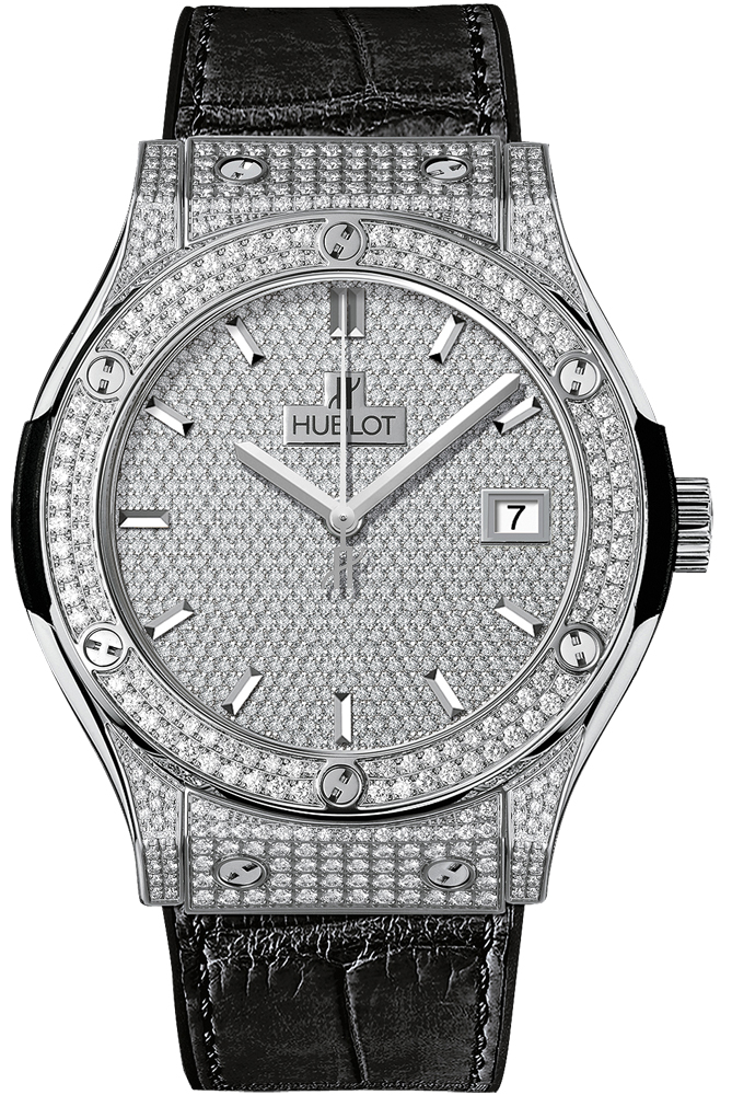 Hublot Classic Fusion Imitation 41mm Automatic White Gold Diamond Set Watch
