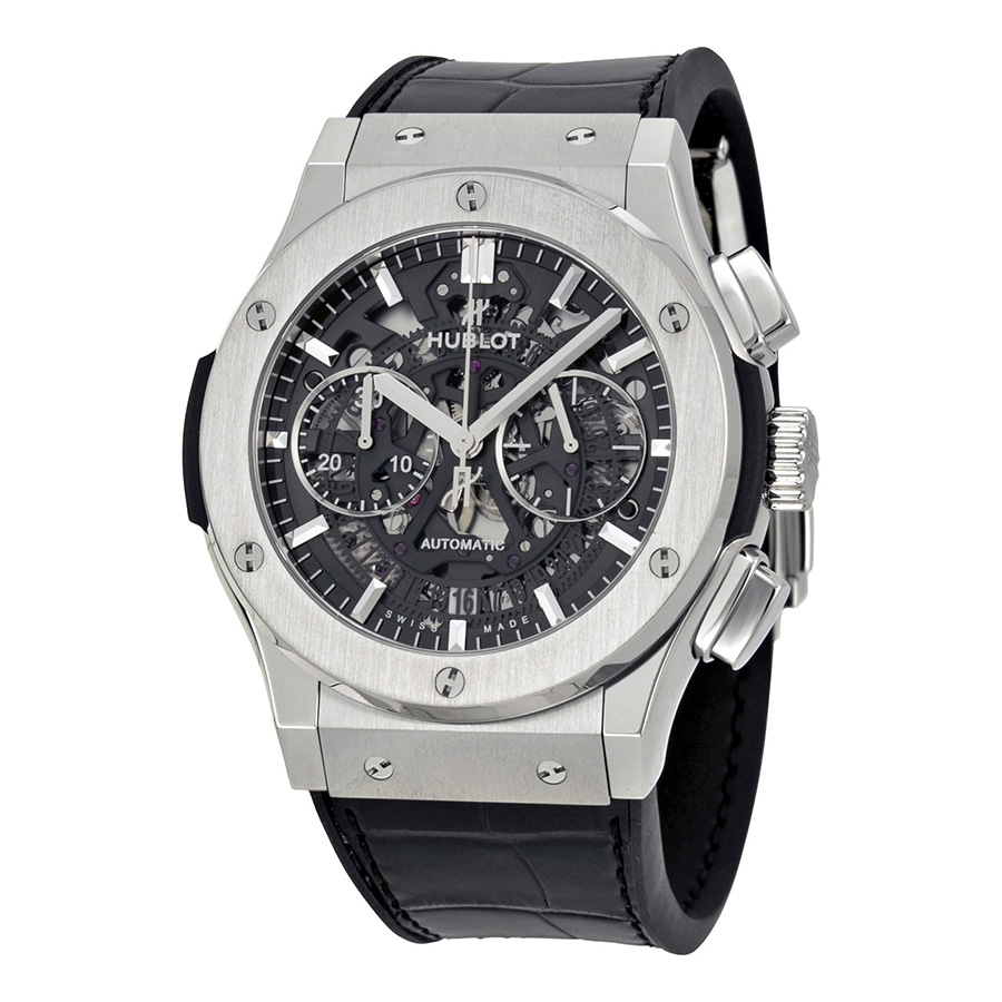 Hublot Classic Fusion Swiss Clone Automatic Chronograph 44mm Jet Black Carbon Fiber Watch