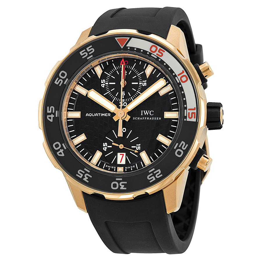 IWC Aquatimer IW376905 Automatic 18kt Rose Gold Black Dial 44mm Water Resistant Replica Watch