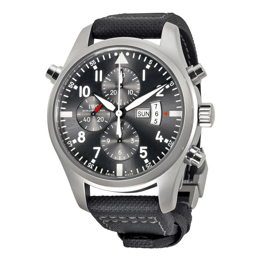 IWC Pilot Automatic Stainless Steel Black Dial Chronograph Watch