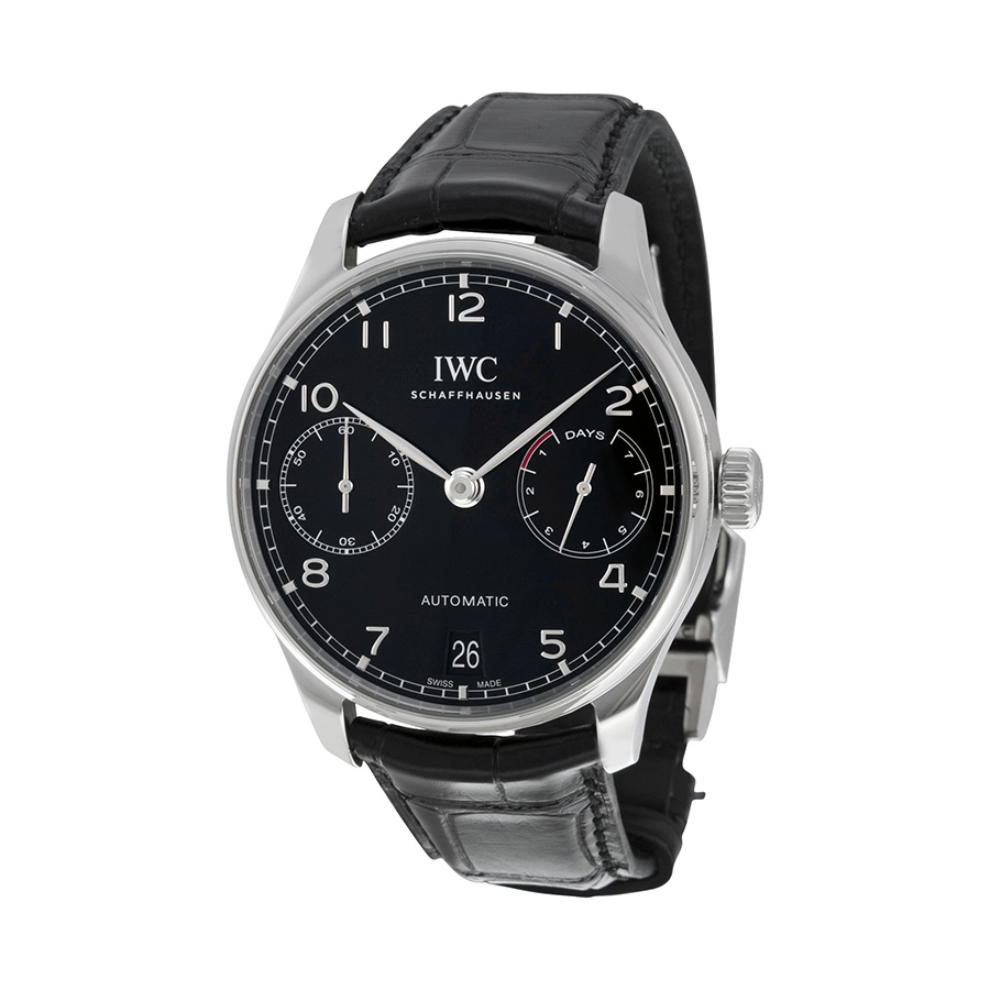 IWC IW500703 Automatic Watch: Swiss Engineered, 41mm Black Diver Chrono Steel Case, Black Chronograph Dial
