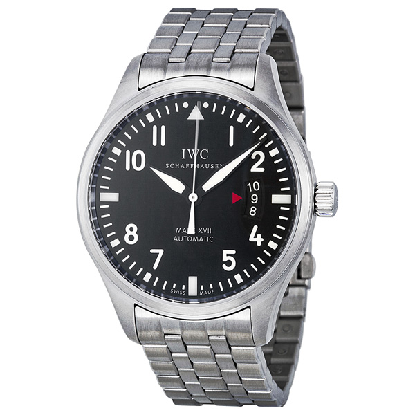 IWC Pilot Automatic Black Face Chronograph Watch - Swiss Reps