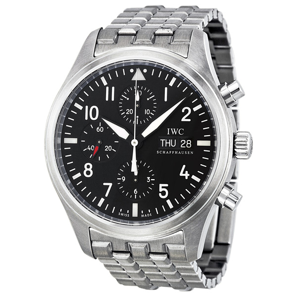 IWC Pilots Chronograph IW371704 Stainless Steel Jet Black Face Automatic Watch