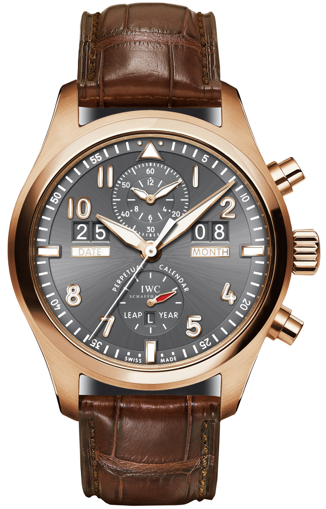 IWC Pilot 379103 Rose Gold Automatic Chronograph Jet Black Watch