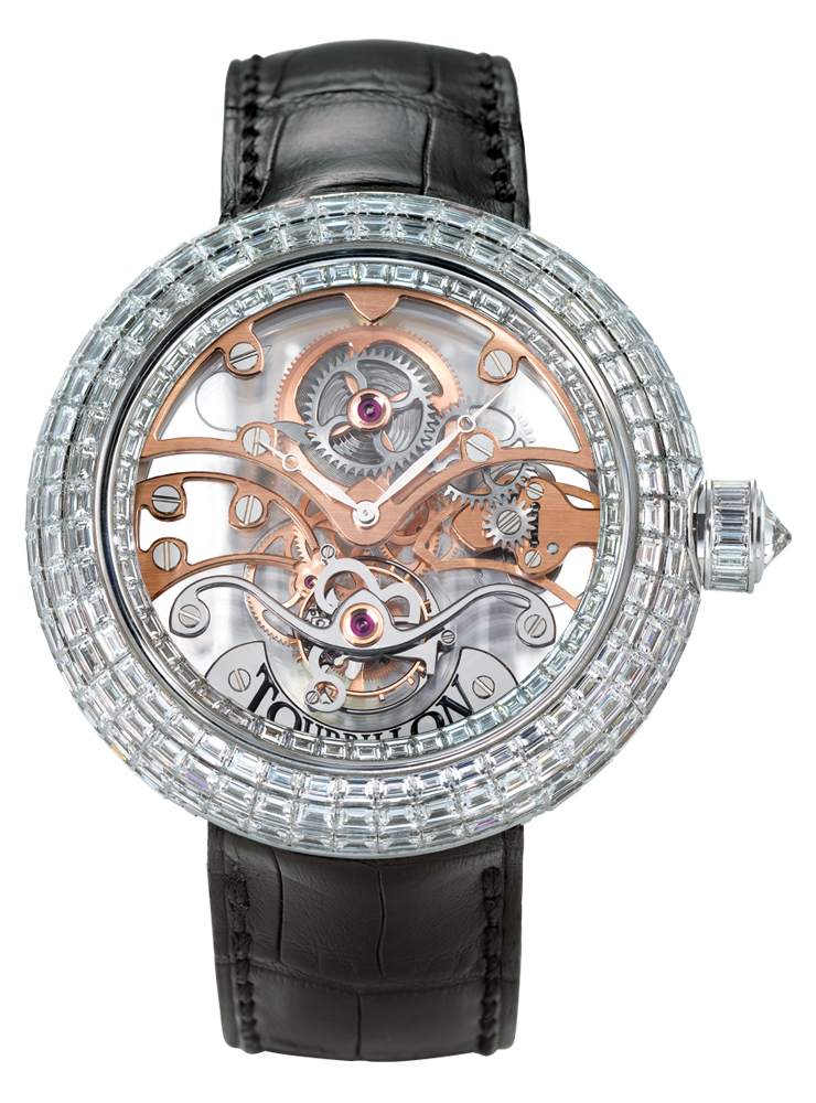 Jacob & Co. Tourbillion Crystal Master 18k White Gold Baguette Diamond Watch