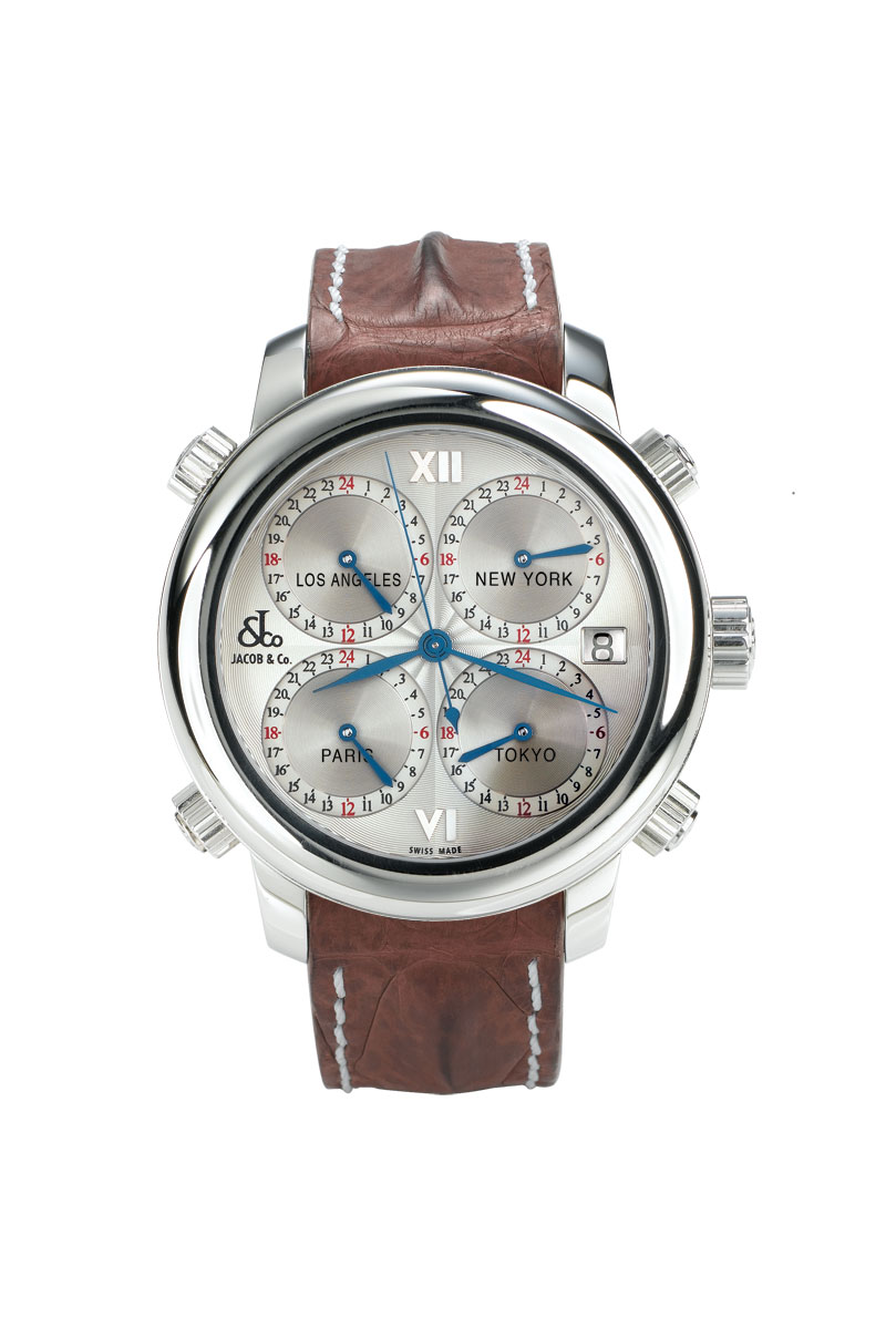 Jacob & Co. H24SSg Timepiece - 5 Zones, Stainless Steel, Automatic, Black Dial Watch