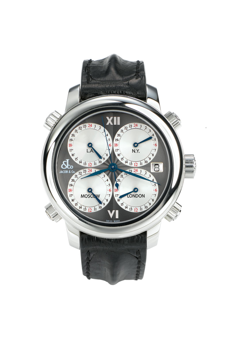 Jacob & Co. 24-Hour World Time Automatic Steel Chronograph Watch