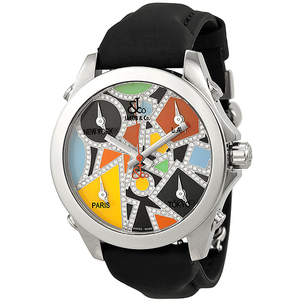 Jacob & Co. JCM115DA Timepiece – Multicolored Diamond Accented Face, 5-Zone Chrono Watch