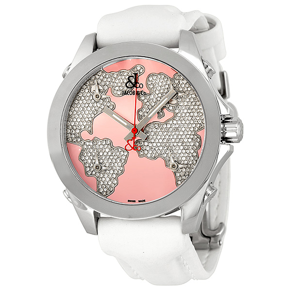 Jacob & Co. JCM47WP Pink Pearl Pave Diamond Five-Time Zone Automatic Watch