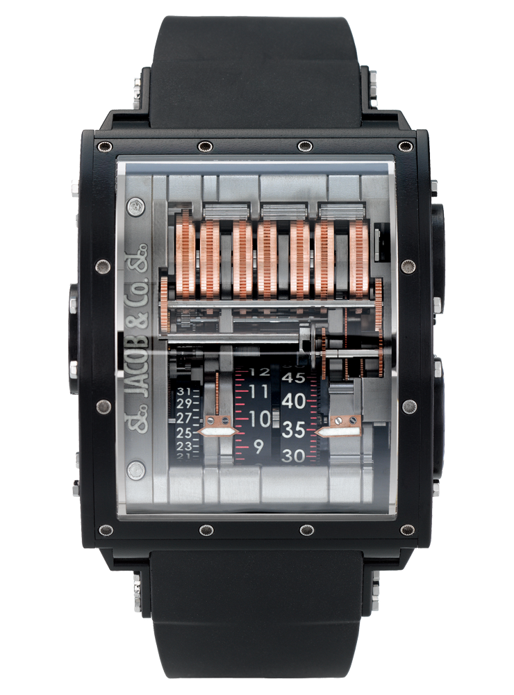 Jacob & Co. The Quenttin Chronograph Titanium Case Black Face Water-Resistant Mens Watch