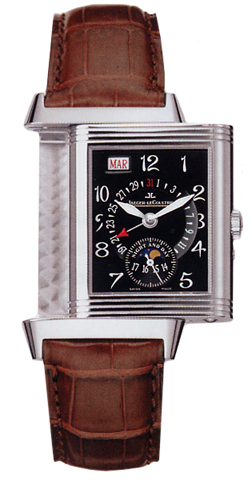 Jaeger LeCoultre Reverso Q274347A Gentleman's Swiss Replica Watch - Manual Movement, Stainless Steel, Black & Silver Face