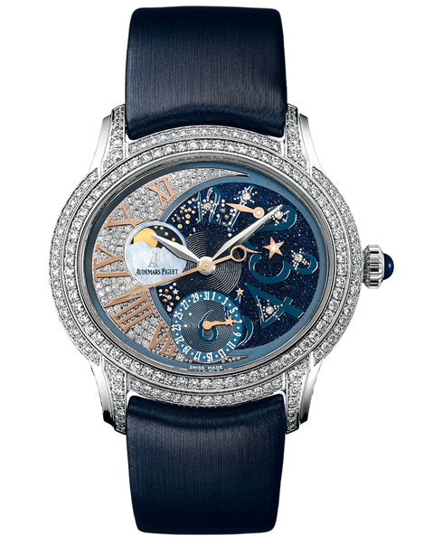 Audemars Piguet Millenary 41mm Swiss Clone Automatic Watch - Diamond Accents, White Gold Bezel