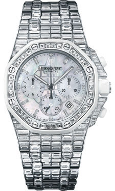 Audemars Piguet Royal Oak Offshore Lady's Chrono 26mm Steel Pink Gold Bezel Blue Face Watch