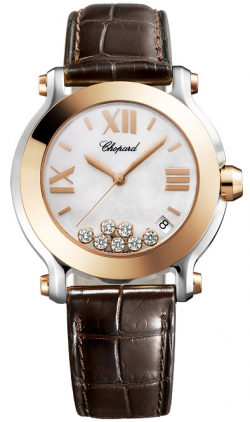 Chopard Happy Sport 278492-9004 Imitation Automatic Gold-Plated Case Black Dial Watch