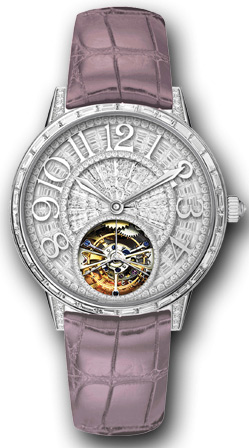 Jaeger LeCoultre Q3413430 Lady's Elegant Swiss Clone Watch - White Gold Case, Pink Dial, Automatic Movement