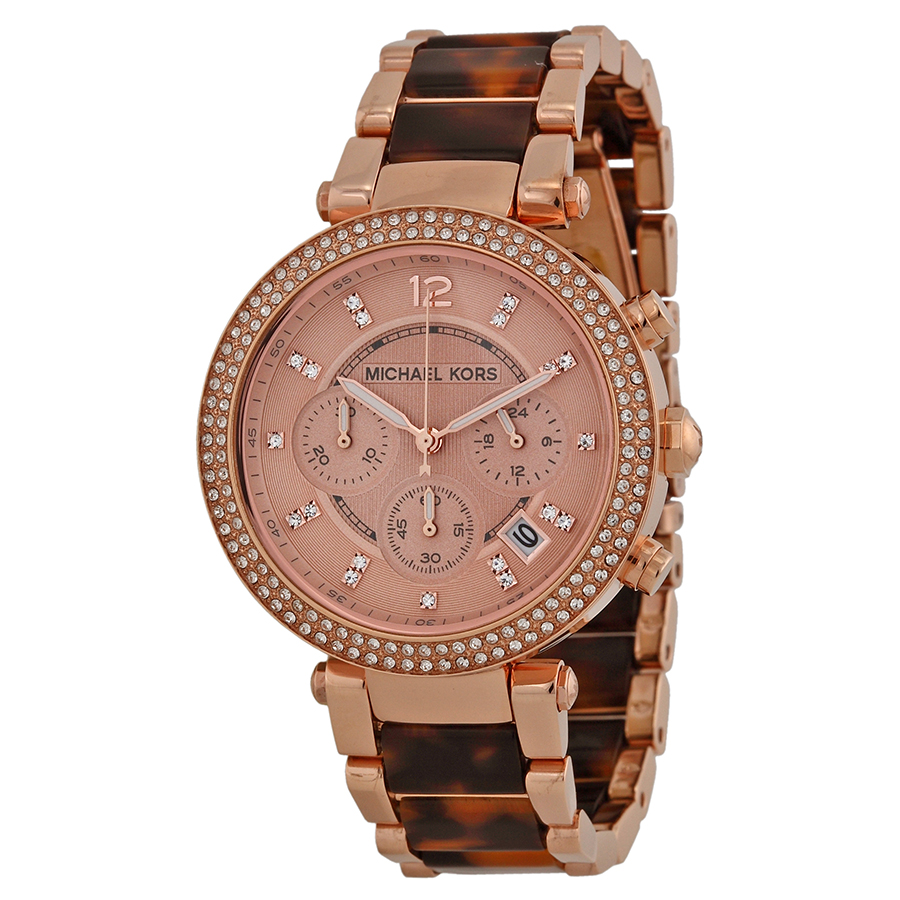 Michael Kors Parker MK5538 - Elegant Silver Tone Watch with Bezel Detail