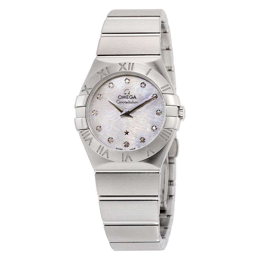 Omega Constellation Pearl-Embossed Mother of Pearl Automatic Watch - Elegance in White
