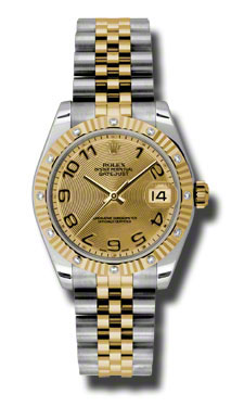 Rolex Datejust 178313CCAJ Imitation 36mm Gold & Steel Champagne Dial Automatic Ladies Watch