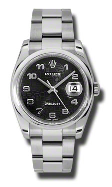 Rolex Datejust Classic Black Automatic Swiss 36mm Steel Dial Watch