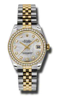 Classic Rolex Datejust 178383MDJ Imitation 36mm Gold & Diamond Studded Watch