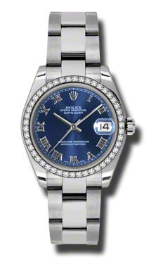 Rolex Datejust 178384BLRO Imitation 36mm Gold & Diamond Bezel Automatic Watch